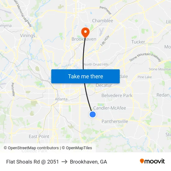 Flat Shoals Rd @ 2051 to Brookhaven, GA map
