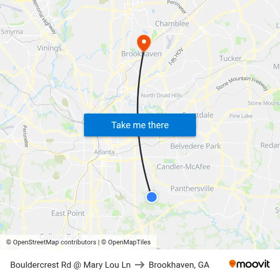 Bouldercrest Rd @ Mary Lou Ln to Brookhaven, GA map