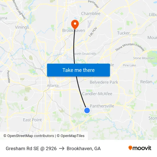 Gresham Rd SE @ 2926 to Brookhaven, GA map
