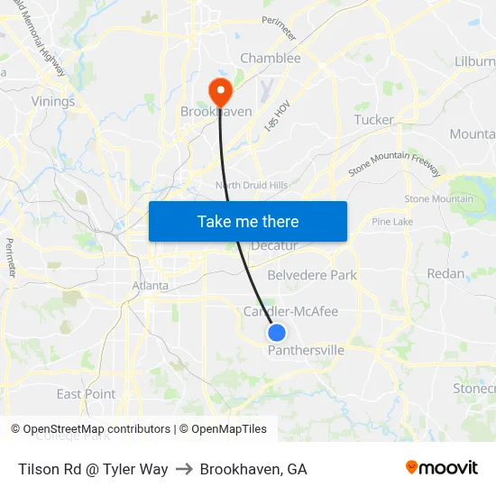 Tilson Rd @ Tyler Way to Brookhaven, GA map