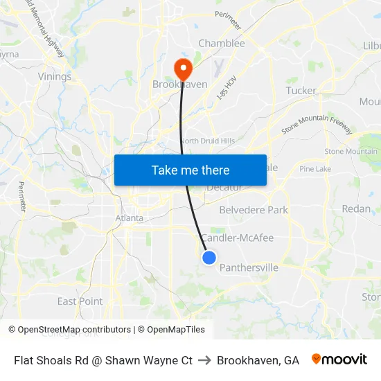 Flat Shoals Rd @ Shawn Wayne Ct to Brookhaven, GA map
