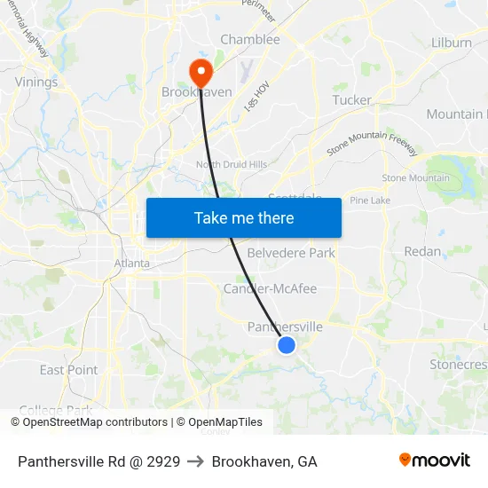 Panthersville Rd @ 2929 to Brookhaven, GA map