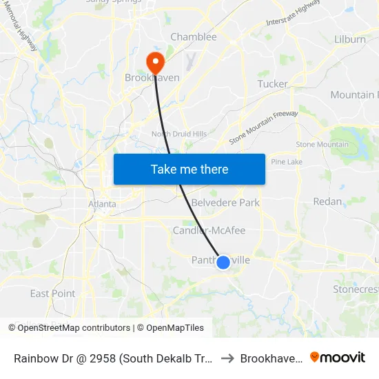 Rainbow Dr @ 2958 (South Dekalb Transfer Point) to Brookhaven, GA map