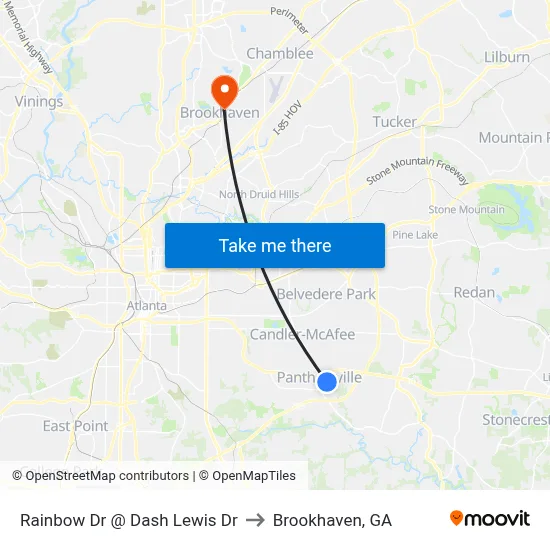 Rainbow Dr @ Dash Lewis Dr to Brookhaven, GA map