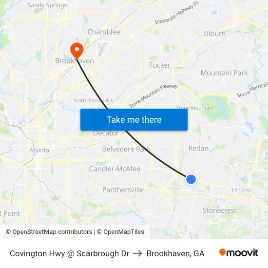 Covington Hwy @ Scarbrough Dr to Brookhaven, GA map