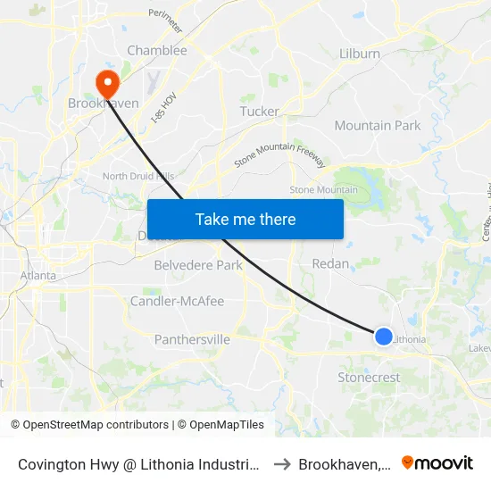 Covington Hwy @ Lithonia Industrial Blvd to Brookhaven, GA map
