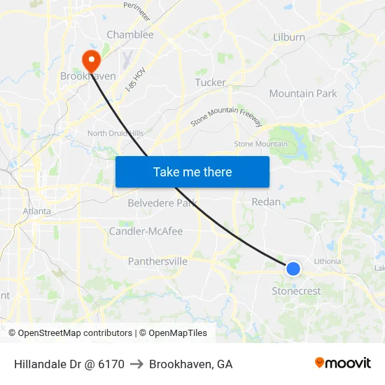 Hillandale Dr @ 6170 to Brookhaven, GA map