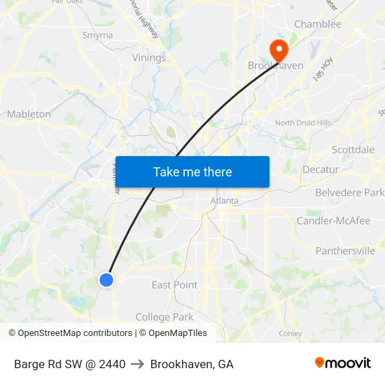Barge Rd SW @ 2440 to Brookhaven, GA map