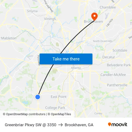 Greenbriar Pkwy SW @ 3350 to Brookhaven, GA map