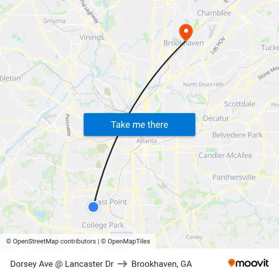 Dorsey Ave @ Lancaster Dr to Brookhaven, GA map