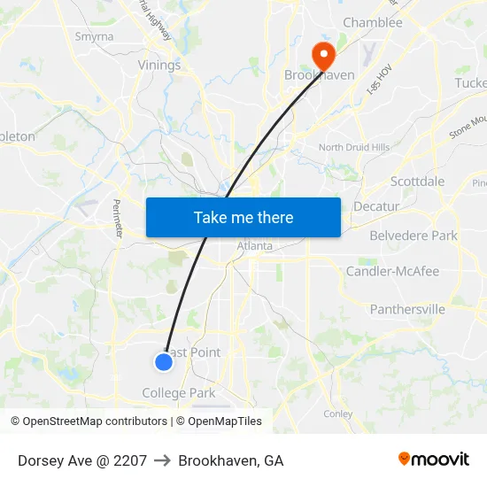 Dorsey Ave @ 2207 to Brookhaven, GA map