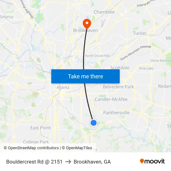 Bouldercrest Rd @ 2151 to Brookhaven, GA map