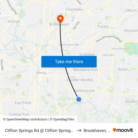 Clifton Springs Rd @ Clifton Springs Mnr to Brookhaven, GA map