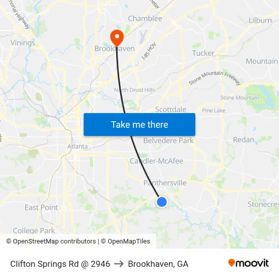Clifton Springs Rd @ 2946 to Brookhaven, GA map