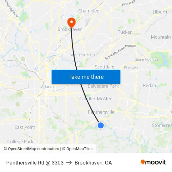 Panthersville Rd @ 3303 to Brookhaven, GA map