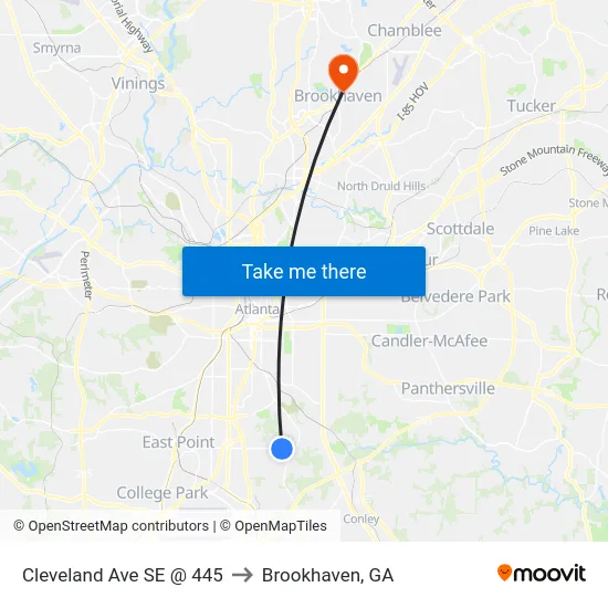 Cleveland Ave SE @ 445 to Brookhaven, GA map