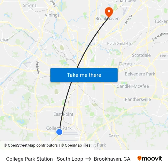 College Park Station - South Loop to Brookhaven, GA map