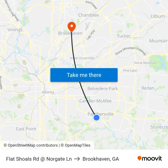 Flat Shoals Rd @ Norgate Ln to Brookhaven, GA map
