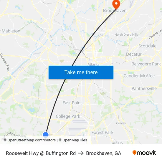 Roosevelt Hwy @ Buffington Rd to Brookhaven, GA map