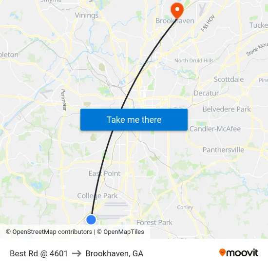 Best Rd @ 4601 to Brookhaven, GA map