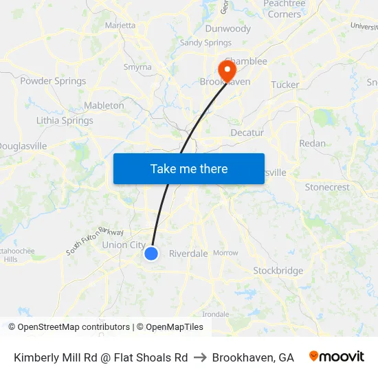 Kimberly Mill Rd @ Flat Shoals Rd to Brookhaven, GA map