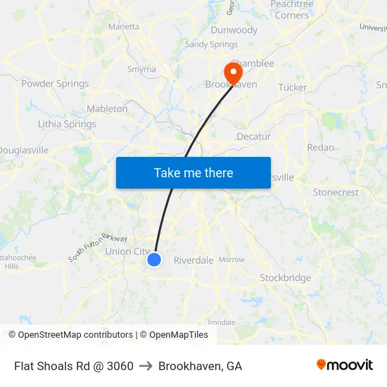 Flat Shoals Rd @ 3060 to Brookhaven, GA map