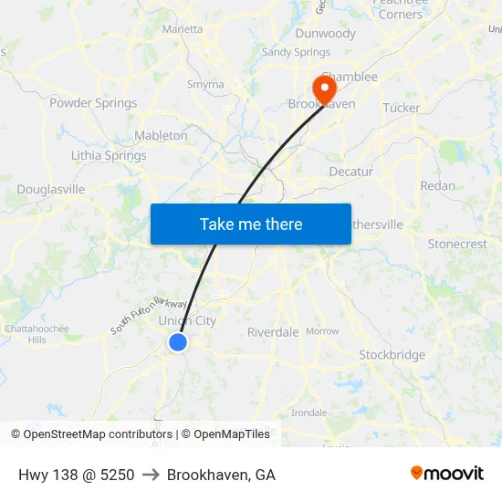 Hwy 138 @ 5250 to Brookhaven, GA map