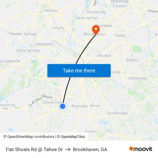 Flat Shoals Rd @ Tahoe Dr to Brookhaven, GA map