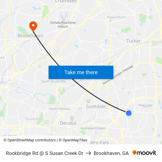 Rockbridge Rd @ S Susan Creek Dr to Brookhaven, GA map