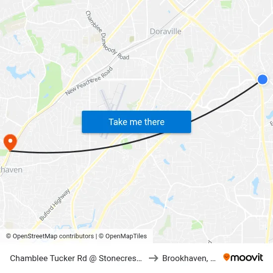 Chamblee Tucker Rd @ Stonecrest Ct to Brookhaven, GA map