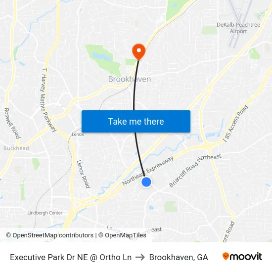 Executive Park Dr NE @ Ortho Ln to Brookhaven, GA map
