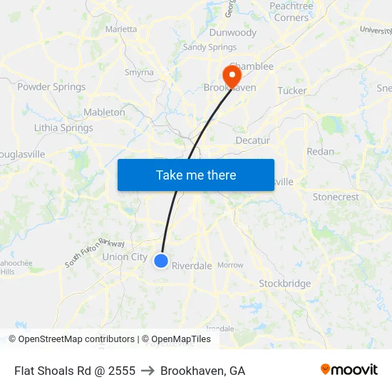 Flat Shoals Rd @ 2555 to Brookhaven, GA map