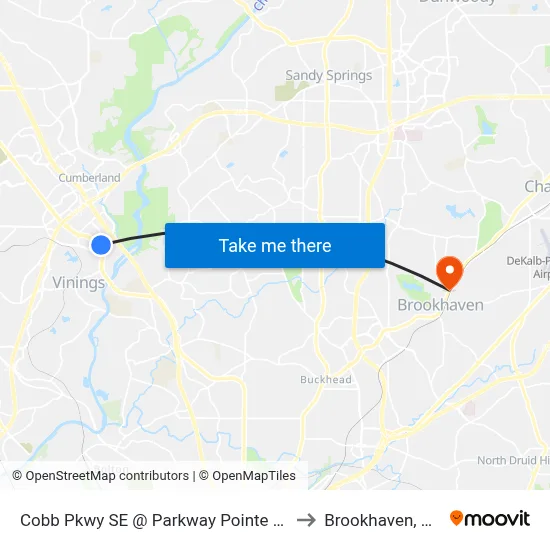 Cobb Pkwy SE @ Parkway Pointe SE to Brookhaven, GA map