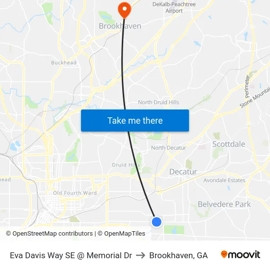 Eva Davis Way SE @ Memorial Dr to Brookhaven, GA map
