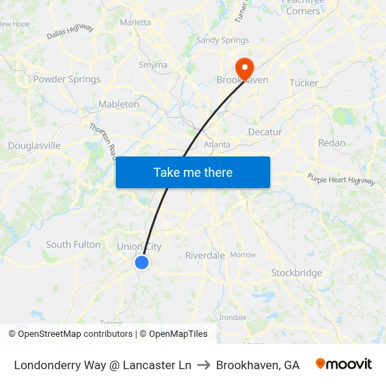 Londonderry Way @ Lancaster Ln to Brookhaven, GA map