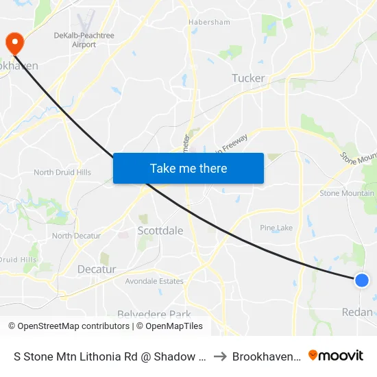 S Stone Mtn Lithonia Rd @ Shadow Rock Dr to Brookhaven, GA map