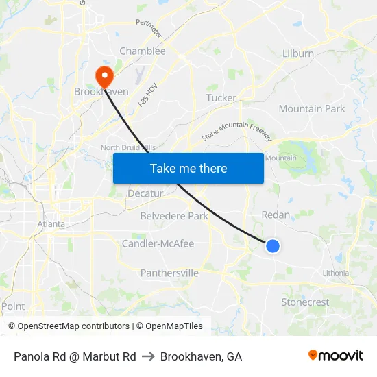 Panola Rd @ Marbut Rd to Brookhaven, GA map