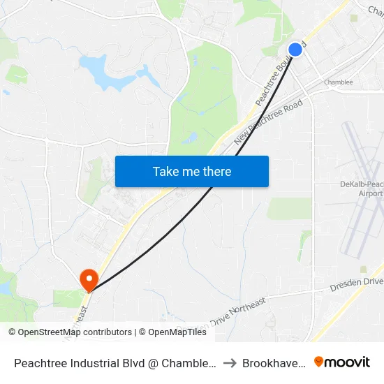 Peachtree Industrial Blvd @ Chamblee Tucker Rd to Brookhaven, GA map