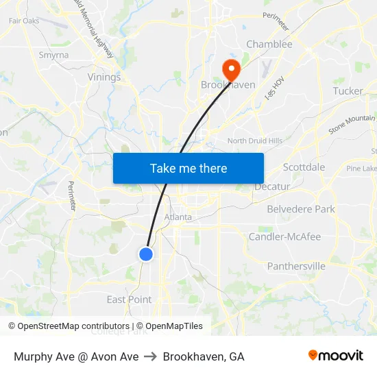 Murphy Ave @ Avon Ave to Brookhaven, GA map