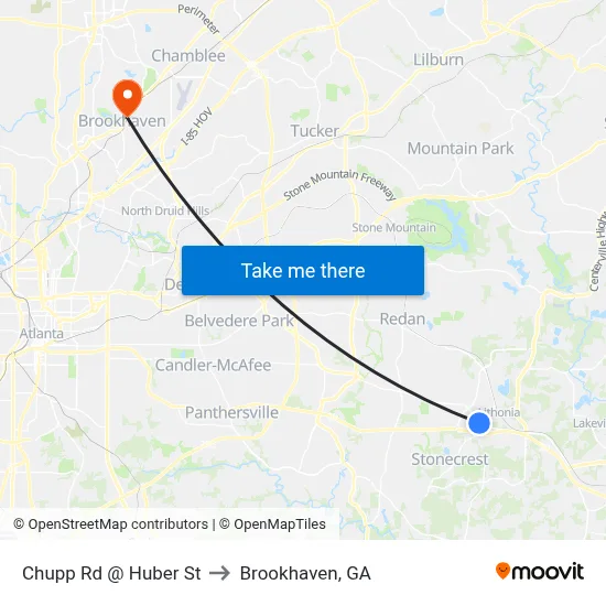 Chupp Rd @ Huber St to Brookhaven, GA map