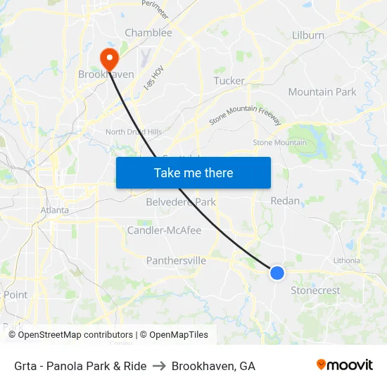Grta - Panola Park & Ride to Brookhaven, GA map