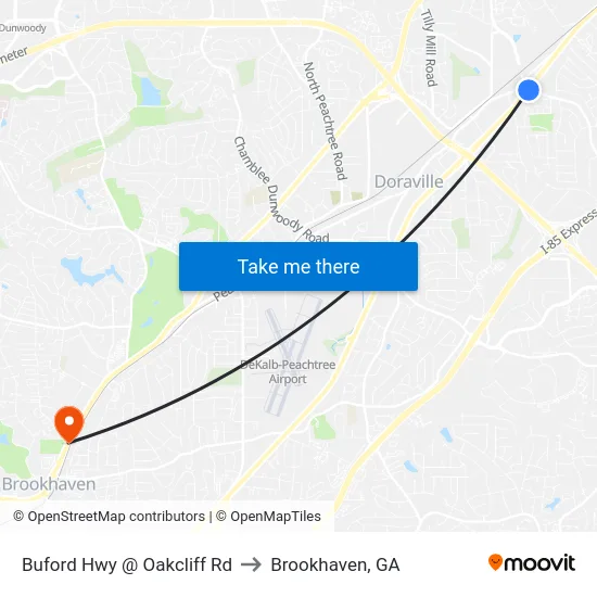 Buford Hwy @ Oakcliff Rd to Brookhaven, GA map