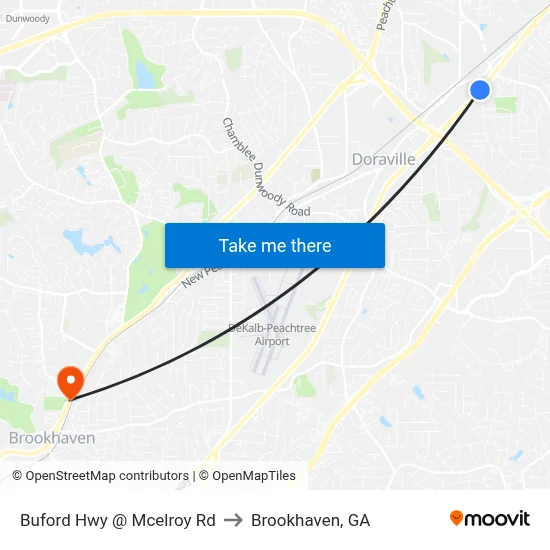 Buford Hwy @ Mcelroy Rd to Brookhaven, GA map