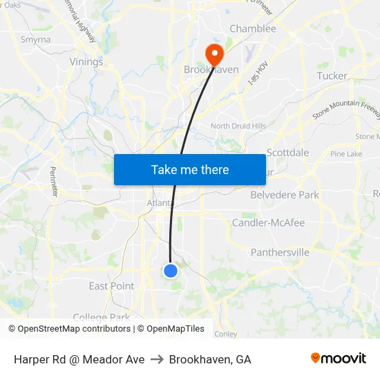 Harper Rd @ Meador Ave to Brookhaven, GA map