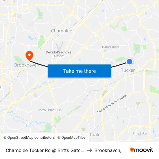 Chamblee Tucker Rd @ Britts Gate Ln to Brookhaven, GA map