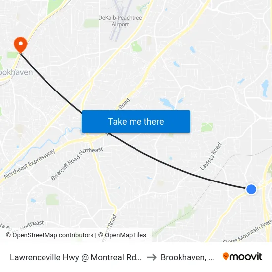 Lawrenceville Hwy @ Montreal Rd W to Brookhaven, GA map