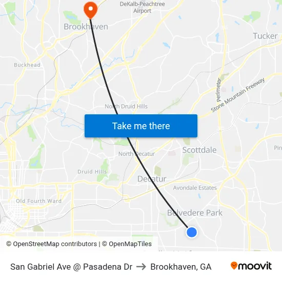 San Gabriel Ave @ Pasadena Dr to Brookhaven, GA map
