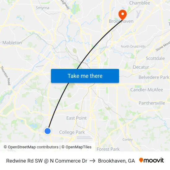 Redwine Rd SW @ N Commerce Dr to Brookhaven, GA map