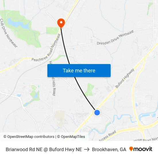 Briarwood Rd NE @ Buford Hwy NE to Brookhaven, GA map