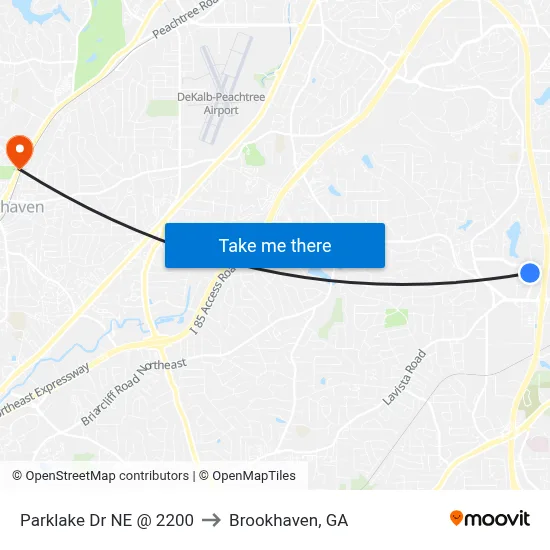 Parklake Dr NE @ 2200 to Brookhaven, GA map